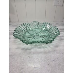 Federal Glass Pioneer Green Carnival Bowl, Vintage‎ Ruffled Bowl, 11" Fruit Bowl